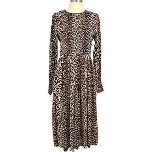 Ganni Leopard Print Midi Dress